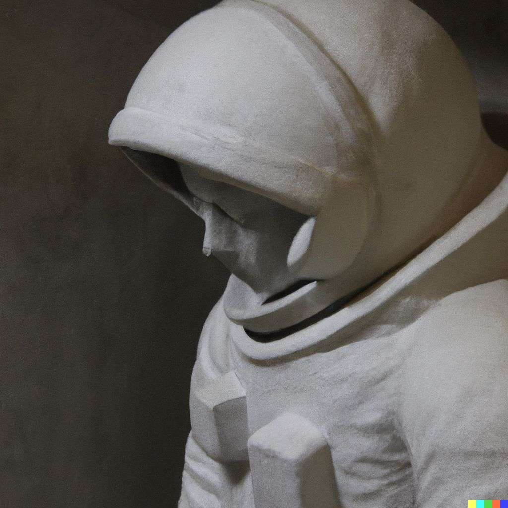 an astronaut, marble sculpture